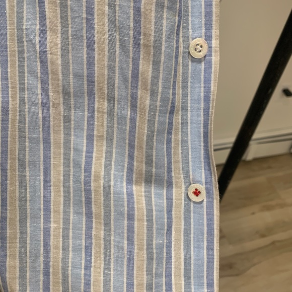 Gorgeous ISAIA striped linen shirt 15.5/39 blue and yellow. - Picture 4 of 6